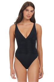 Sanctuary Swimwear Beach Goddess Excess Shirr One Piece Tank