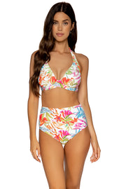 Front view of Sunsets Swimwear Tropical Breeze Muse Halter Top
