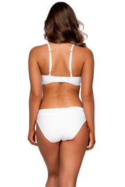 Back view of Sunsets Swimwear White Lily Crossroads Underwire bikini top with White Lily Unforgettable Bottom swim hipster