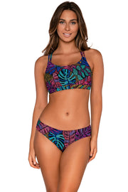 Front view of Sunsets Swimwear Panama Palms Taylor Bralette Top